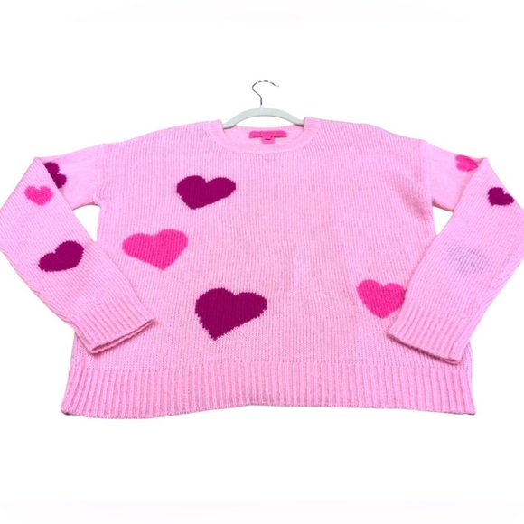 Lilly Pulitzer Venla Sweater Calla Lilly Pink Hearts Toss - Picture 4 of 7